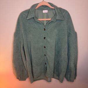 Pink Lily Sage Green Corduroy Shacket Button Down Jacket Size M